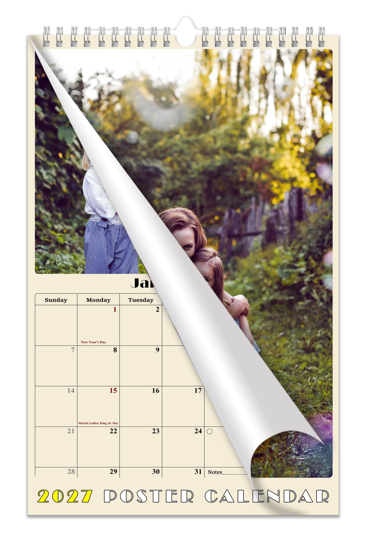 Personalized Custom 2027 Wall Calendar Spiral-bound (Add Your Photos) - 12 Months Desktop/Wall Calendar/Planner - Premium Quality (Large 11'' x 17" Made in USA)