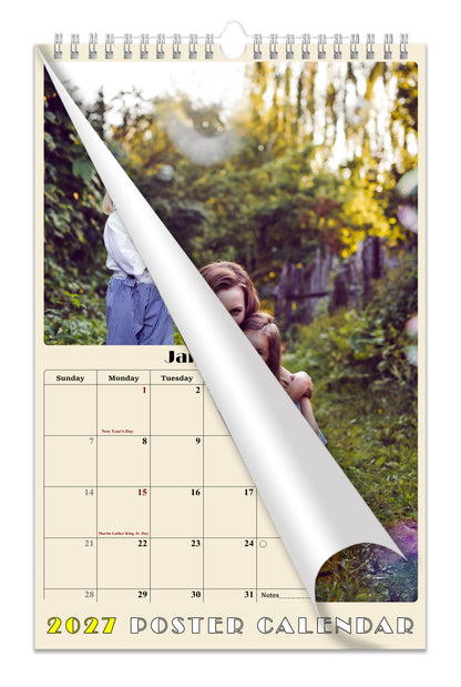 Personalized Custom 2027 Wall Calendar Spiral-bound (Add Your Photos) - 12 Months Desktop/Wall Calendar/Planner - Premium Quality (Large 11'' x 17" Made in USA)