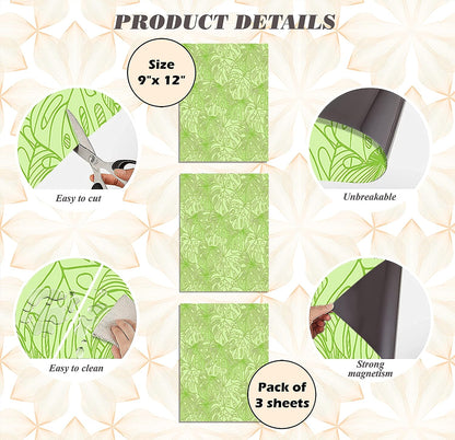 Magnetic Locker Wallpaper (Full sheet Magnetic) - Remove & Reuse Decorative Vinyl (Tropical leaves) - Pack of 3 Sheets (vb060)