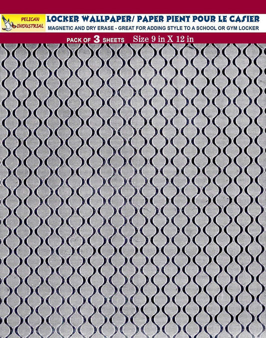 PELICAN INDUSTRIAL Magnetic Locker Wallpaper (Full Sheet Magnetic) Dry Erasable - Glitter Sparkles Designs, Embossed Foil - Pack of 3 Sheets - Silver