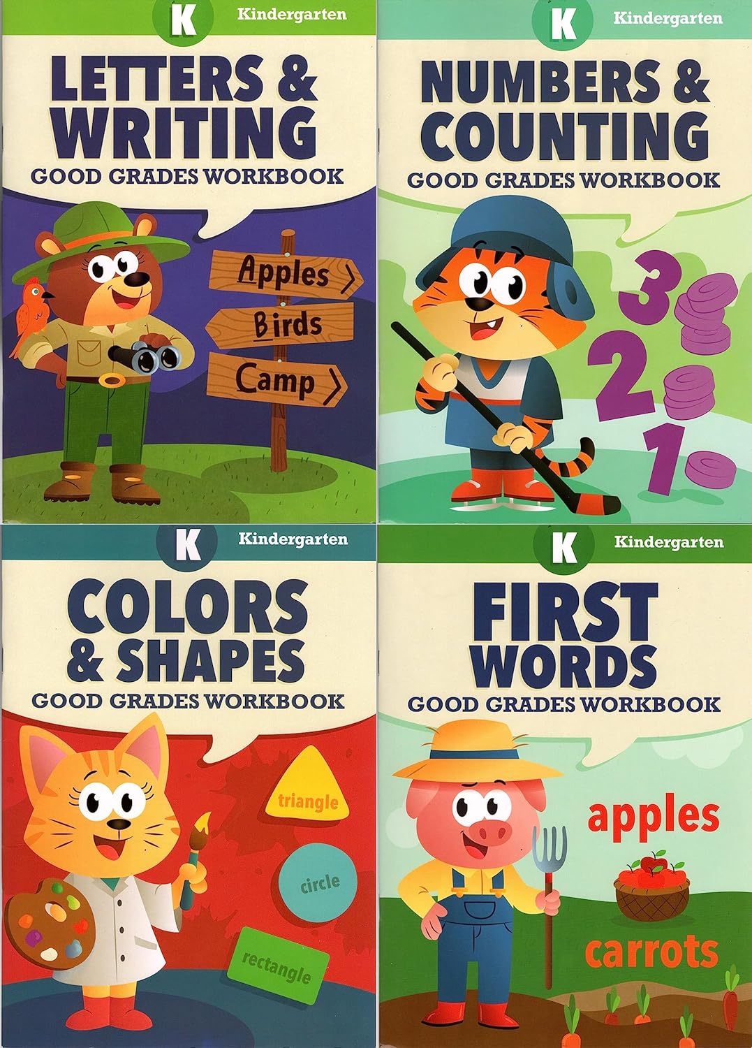 Educational Workbooks Kindergarten Good Grades - Set of 4 Books - v5