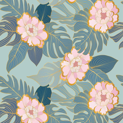 Deluxe School Locker Magnetic Wallpaper (Full sheet Magnetic) - Full Cover Standard Half Lockers - Trimmable, Easy Install, Remove & Reuse - Pack of 12 Sheets - (Tropical Leaves & Flowers vr34)