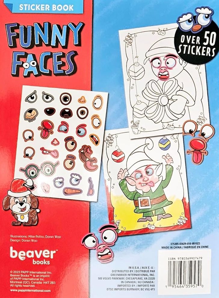 Christmas Funny Faces Sticker Book - "Winter Fun" - Children Book