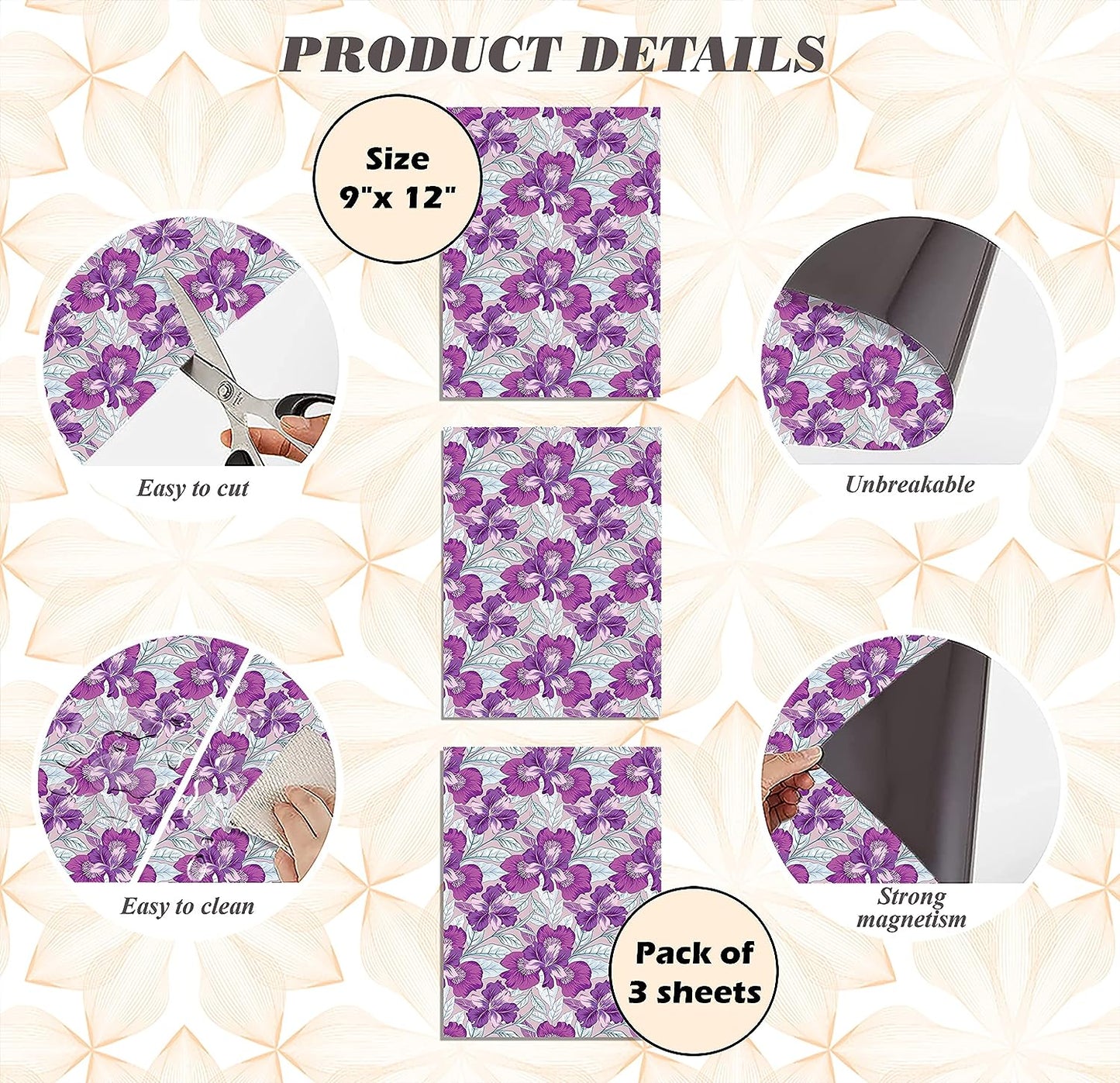 PELICAN INDUSTRIAL Magnetic Locker Wallpaper (Full Sheet Magnetic) - Remove & Reuse Decorative Vinyl - Made in USA - Fade, Tear and Water Resistant - (Tropical Leaves) - Pack of 3 Sheets (vb057)