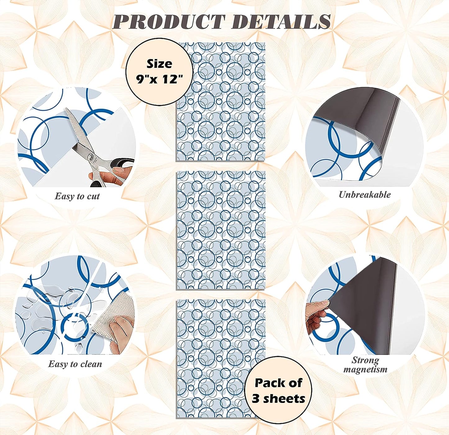 PELICAN INDUSTRIAL Magnetic Locker Wallpaper - Decorative Vinyl Removable (Full Sheet Magnetic) - Made in USA - Fade, Tear and Water Resistant - Pack of 3 Sheets - vr01