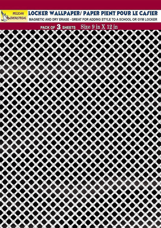 PELICAN INDUSTRIAL Magnetic Locker Wallpaper (Full Sheet Magnetic) - Black & White - Pack of 3 Sheets - v2b