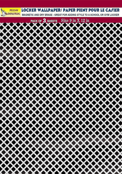 PELICAN INDUSTRIAL Magnetic Locker Wallpaper (Full Sheet Magnetic) - Black & White - Pack of 3 Sheets - v2b