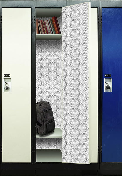 Deluxe School Locker Magnetic Wallpaper Full Cover Standard Half Lockers Pack of 12 Sheets - (Black and White Flowers vr28)