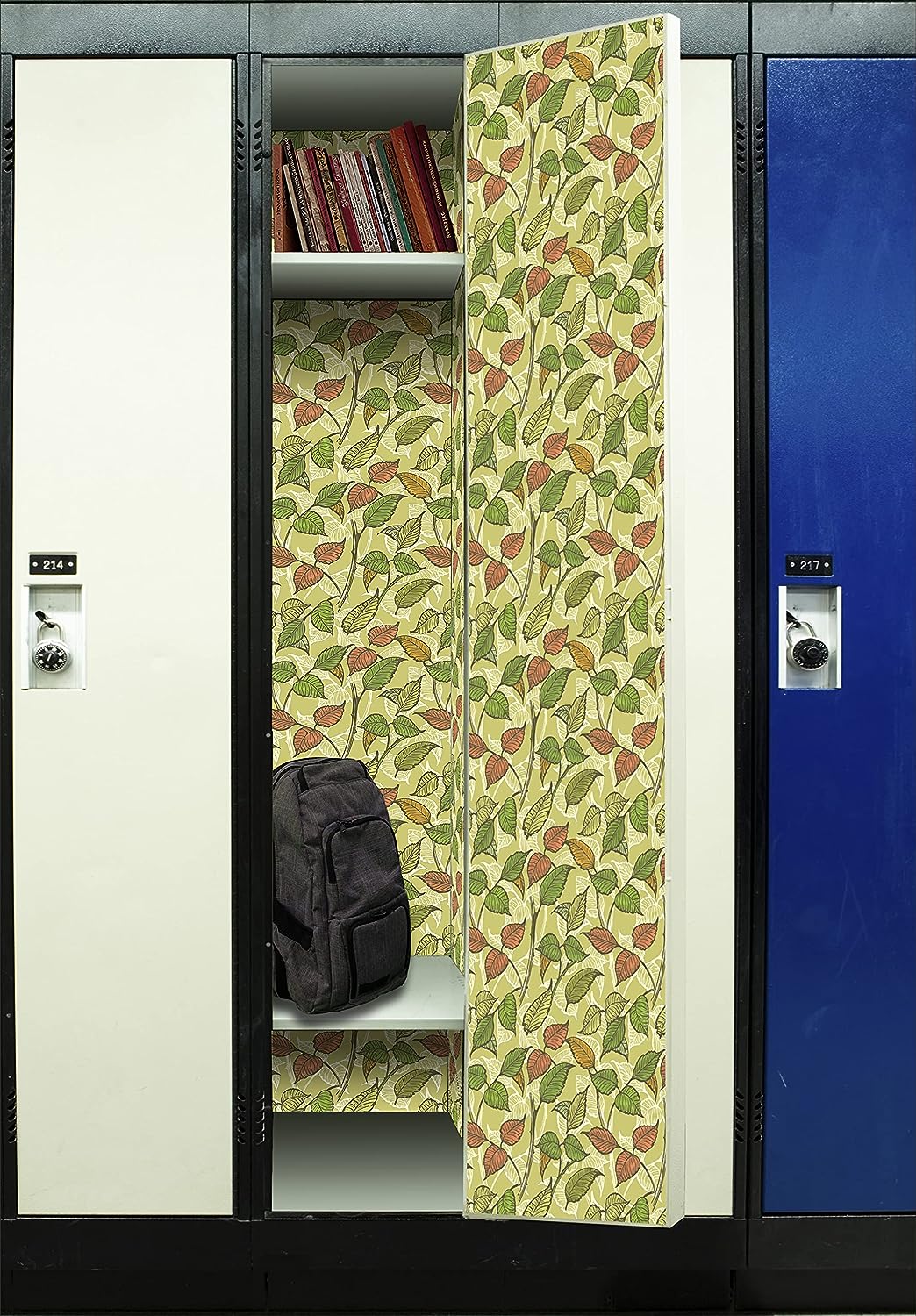 PELICAN INDUSTRIAL Deluxe School Locker Magnetic Wallpaper (Full Sheet Magnetic) - Full Cover Standard Half Lockers Pack of 12 Sheets - (Green Leaves vr50)