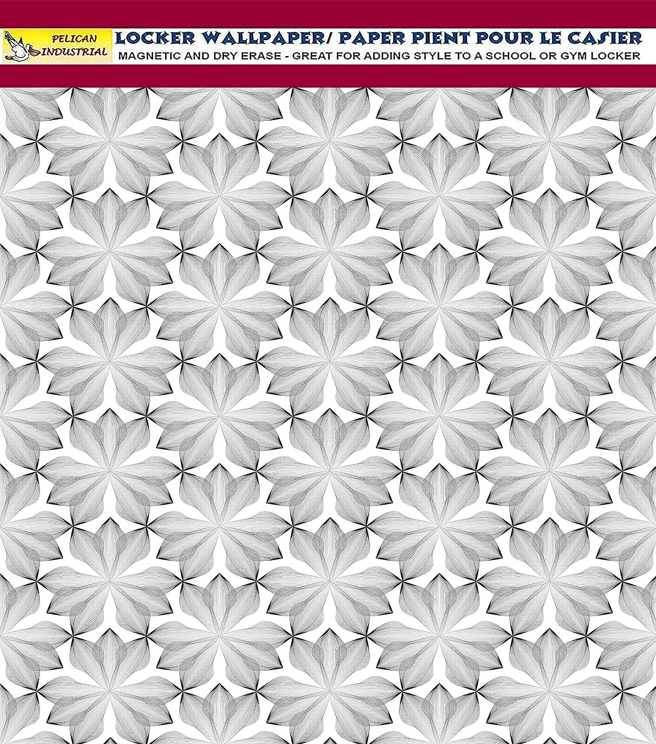 Deluxe School Locker Magnetic Wallpaper Full Cover Standard Half Lockers Pack of 12 Sheets - (Black and White Flowers vr28)