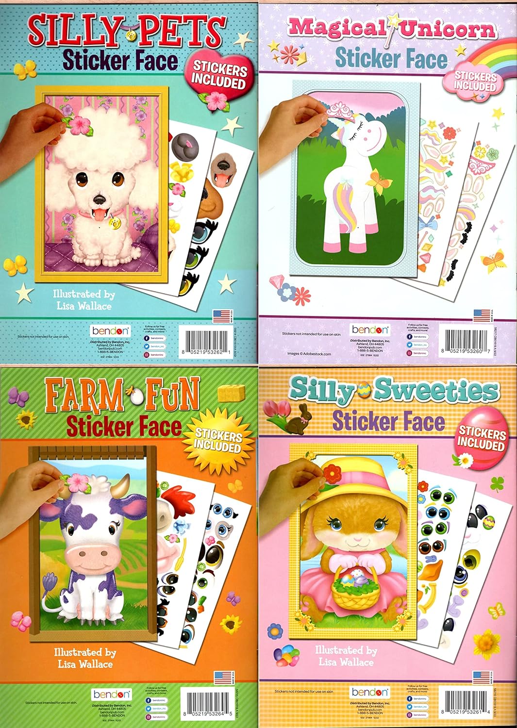 Farm Fun, Silly Sweeties, Magical Unicorn, Silly Pets Sticker Face - Books
