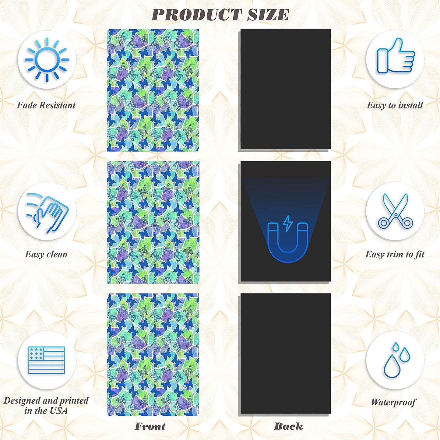 PELICAN INDUSTRIAL Magnetic Locker Wallpaper - Remove & Reuse Decorative Vinyl (Full Sheet Magnetic) - Made in USA - Fade, Tear and Water Resistant - Pack of 3 Sheets (vb056)