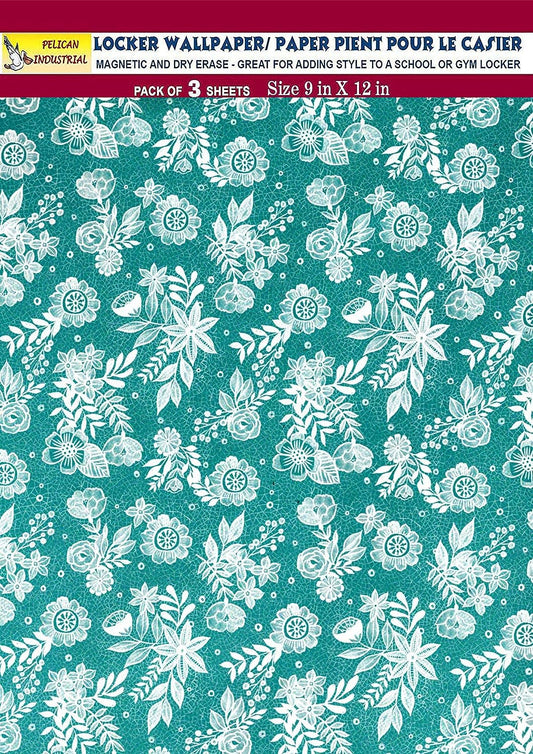 PELICAN INDUSTRIAL Magnetic Locker Wallpaper (Full Sheet Magnetic) - Flowers - Pack of 3 Sheets - v5c