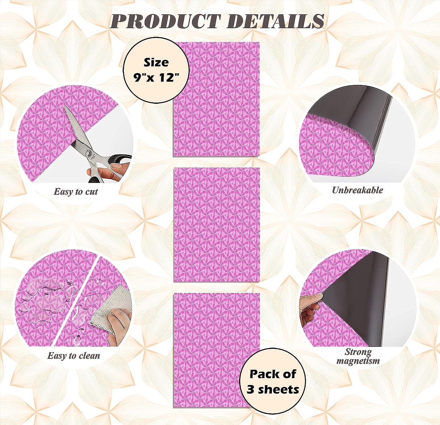 PELICAN INDUSTRIAL Magnetic Locker Wallpaper (Full Sheet Magnetic) - Remove & Reuse Decorative Vinyl - Made in USA - Fade, Tear and Water Resistant - (Pink Geometric) - Pack of 3 Sheets (vb069)