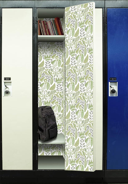 PELICAN INDUSTRIAL Deluxe School Locker Magnetic Wallpaper (Full Sheet Magnetic) - Full Cover Standard Half Lockers Pack of 12 Sheets - (Green Leaves vr44)