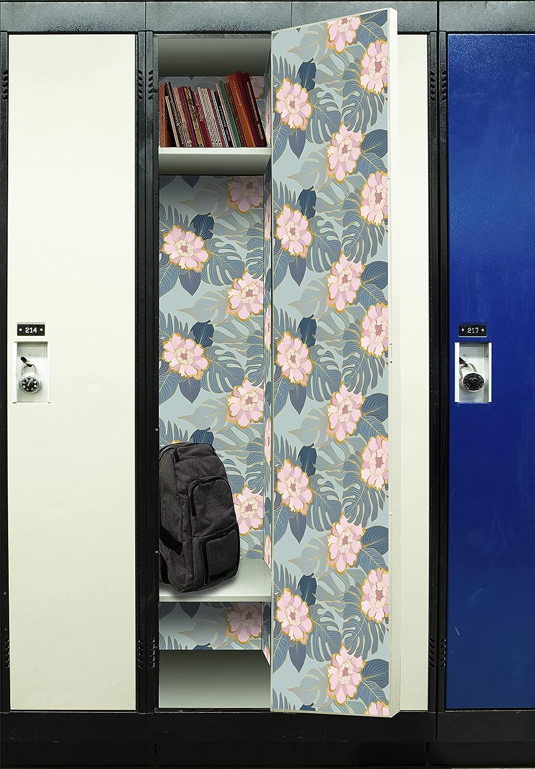 Deluxe School Locker Magnetic Wallpaper (Full sheet Magnetic) - Full Cover Standard Half Lockers - Trimmable, Easy Install, Remove & Reuse - Pack of 12 Sheets - (Tropical Leaves & Flowers vr34)