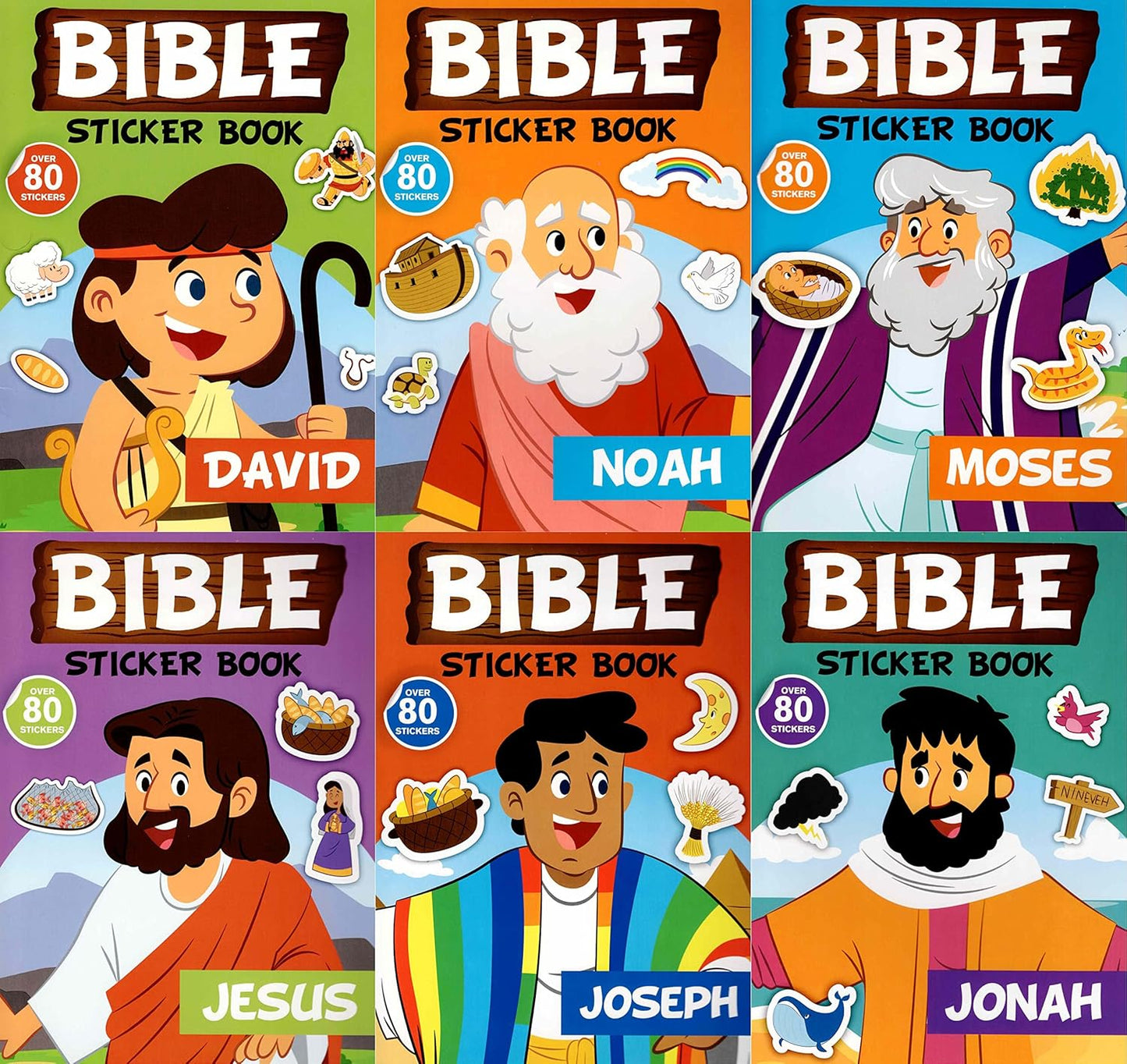 Bible Activity Jonah, Noah, Moses, Joseph, Jesus, David - Sticker Book