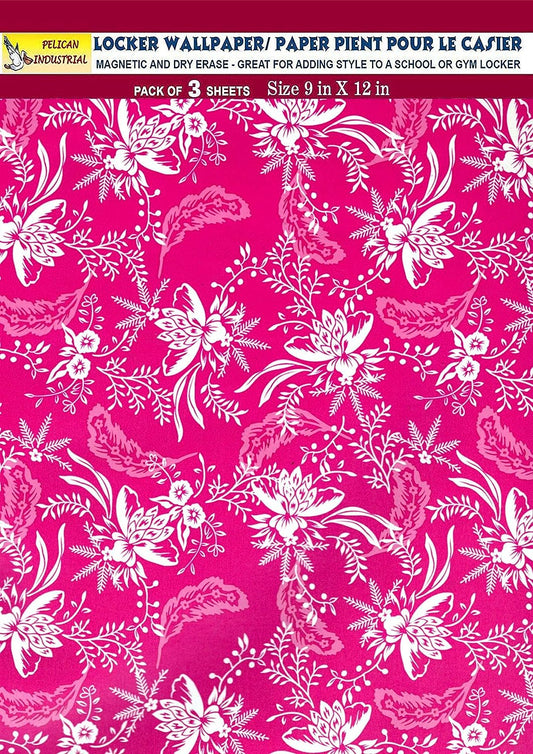 PELICAN INDUSTRIAL Magnetic Locker Wallpaper (Full Sheet Magnetic) - Flowers - Pack of 3 Sheets - v27b