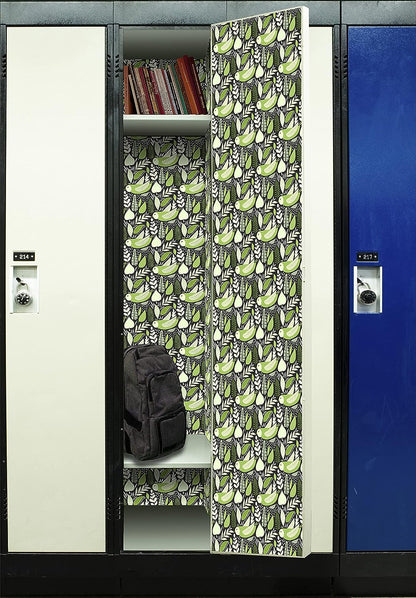 PELICAN INDUSTRIAL Deluxe School Locker Magnetic Wallpaper (Full Sheet Magnetic) - Full Cover Standard Half Lockers Pack of 12 Sheets - (Green Leaves vr43)