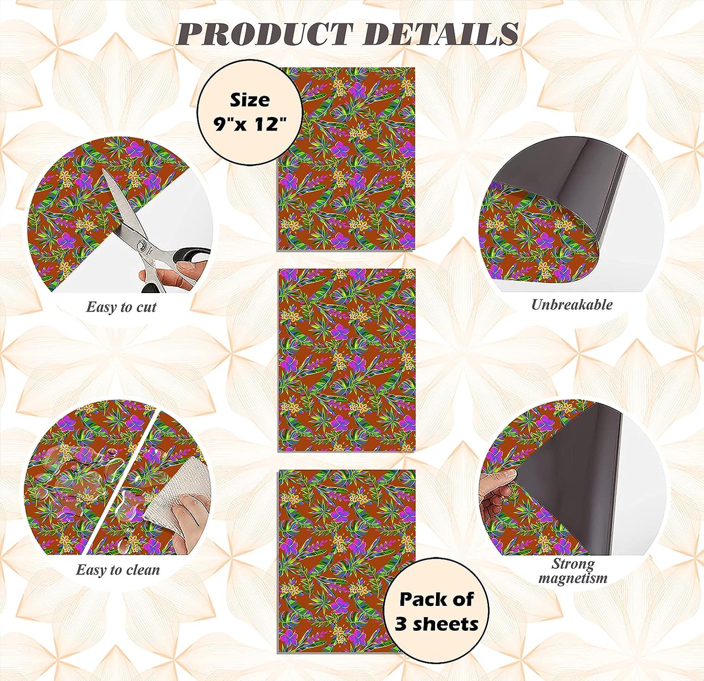 PELICAN INDUSTRIAL Magnetic Locker Wallpaper (Full Sheet Magnetic) - Remove & Reuse Decorative Vinyl - Made in USA - Fade, Tear and Water Resistant - (Tropical Leaves) - Pack of 3 Sheets (vb054)
