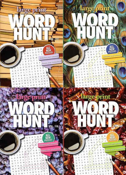 Large Print Word Hunt - All New Puzzles - Vol.109-112