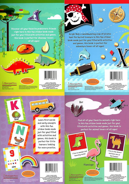 Stick-to Learning - First Words, Animals, Treasure Hunt, Dinosaurs - Sticker Book