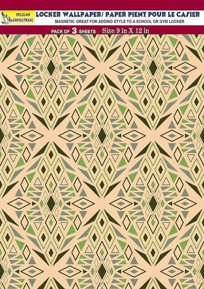 PELICAN INDUSTRIAL Magnetic Locker Wallpaper (Full Sheet Magnetic) - Trimmable, Easy Install, Remove & Reuse - Pack of 3 Sheets - Geometric Pattern (vb046)