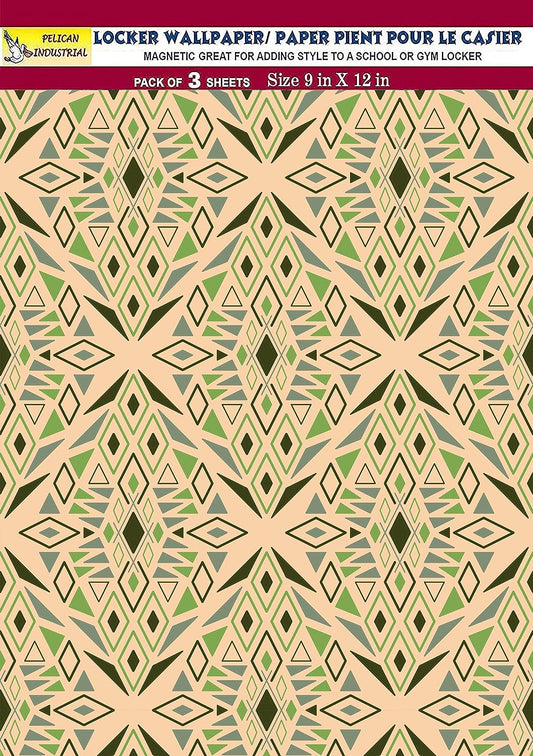 PELICAN INDUSTRIAL Magnetic Locker Wallpaper (Full Sheet Magnetic) - Trimmable, Easy Install, Remove & Reuse - Pack of 3 Sheets - Geometric Pattern (vb046)