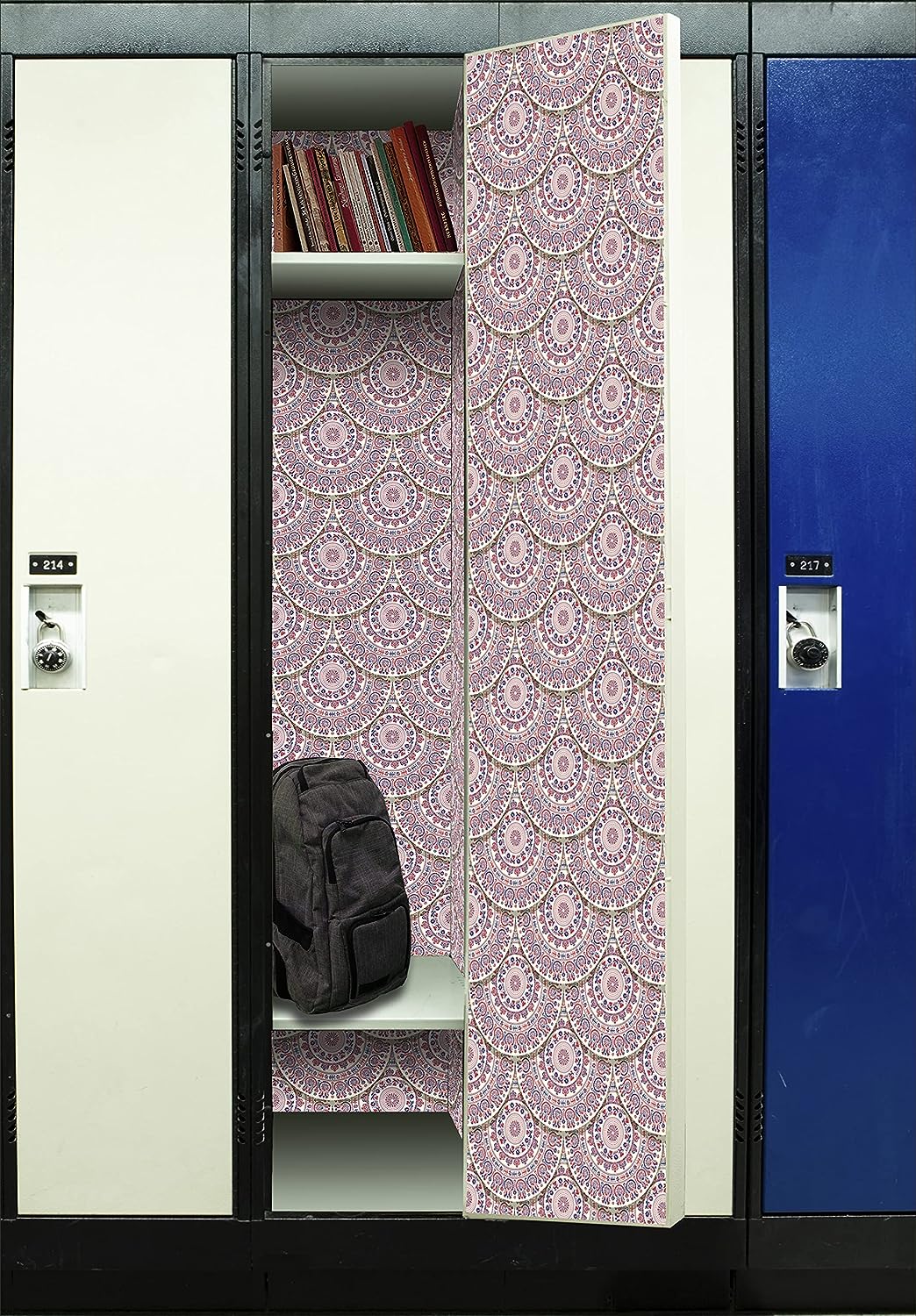 PELICAN INDUSTRIAL Deluxe School Locker Magnetic Wallpaper (Full Sheet Magnetic) - Full Cover Standard Half Lockers - Trimmable, Easy Install, Remove & Reuse - Pack of 12 Sheets - (Native Aztec vr39)