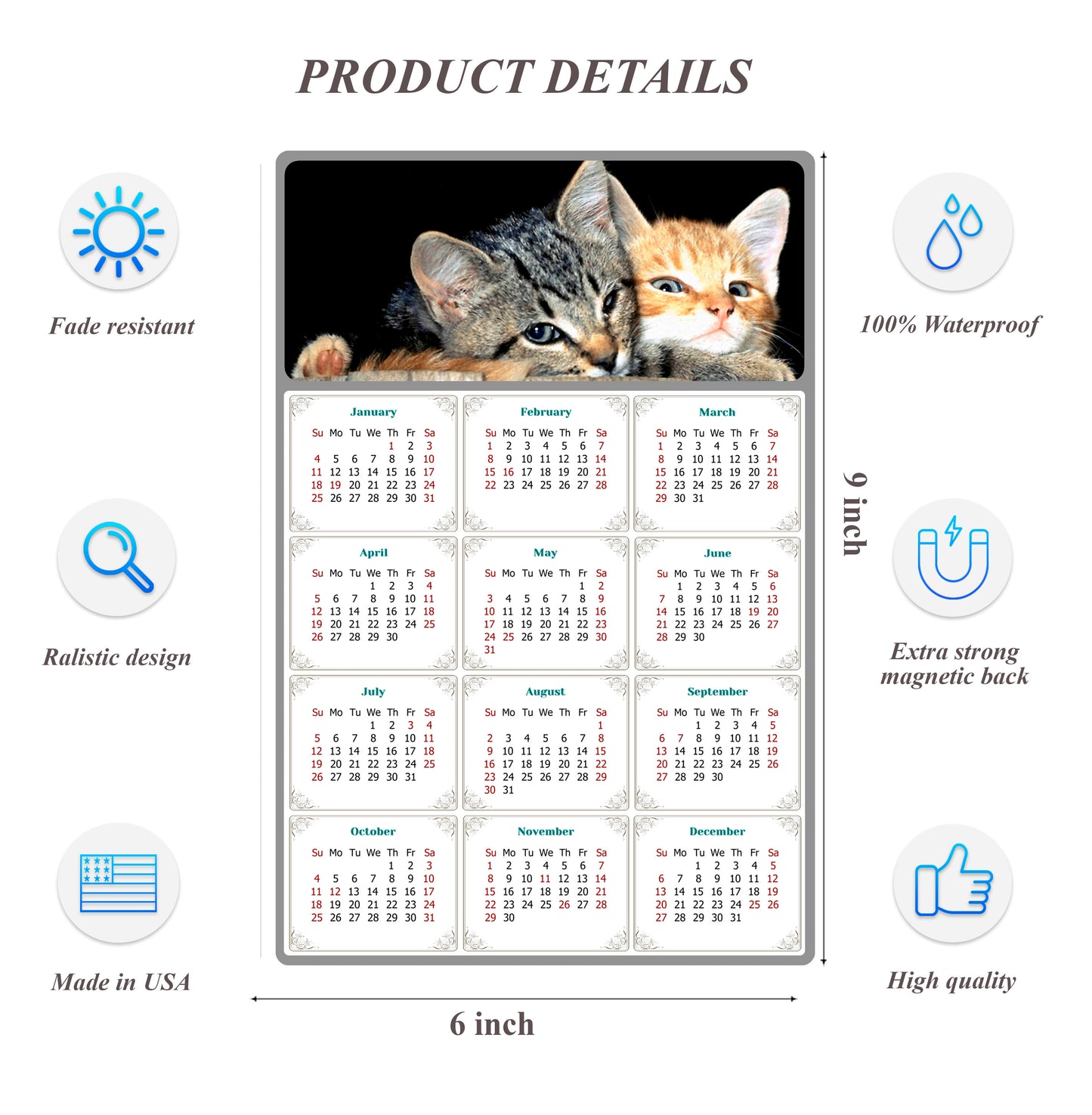 2026 Peel & Stick Calendar - Today is my Lucky Day Removable - Cat 010 (9"x 6")