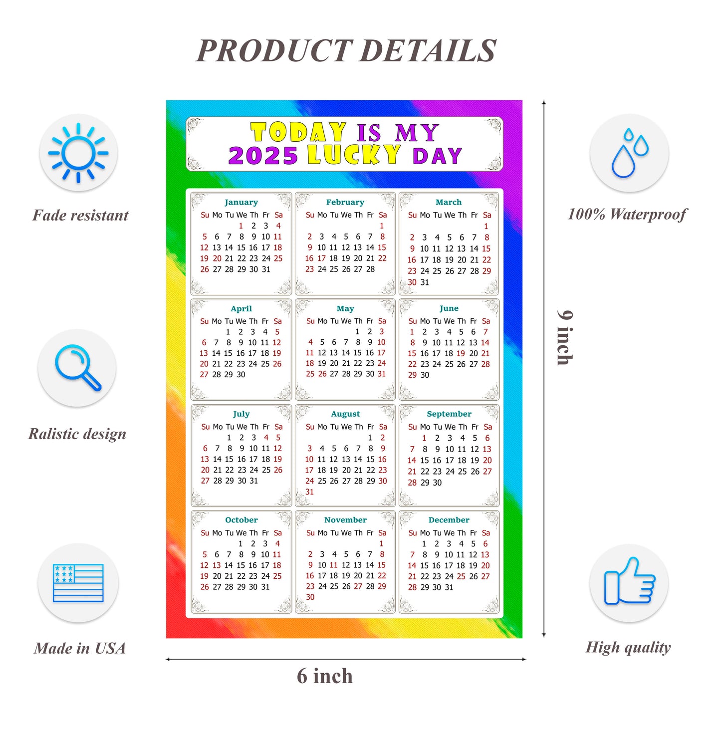 2025 Peel & Stick Calendar - Today is my Lucky Day Removable - 043
