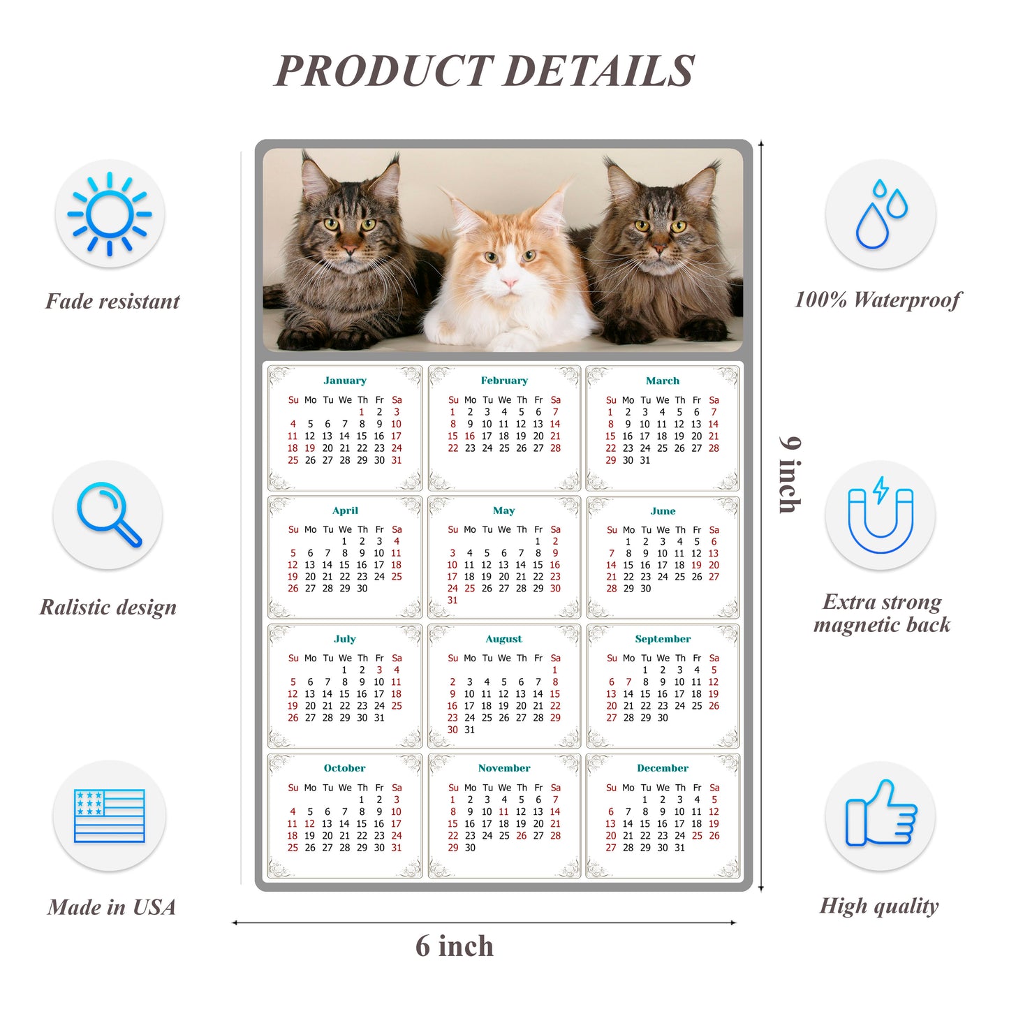 2026 Peel & Stick Calendar - Today is my Lucky Day Removable - Cat 015 (9"x 6")