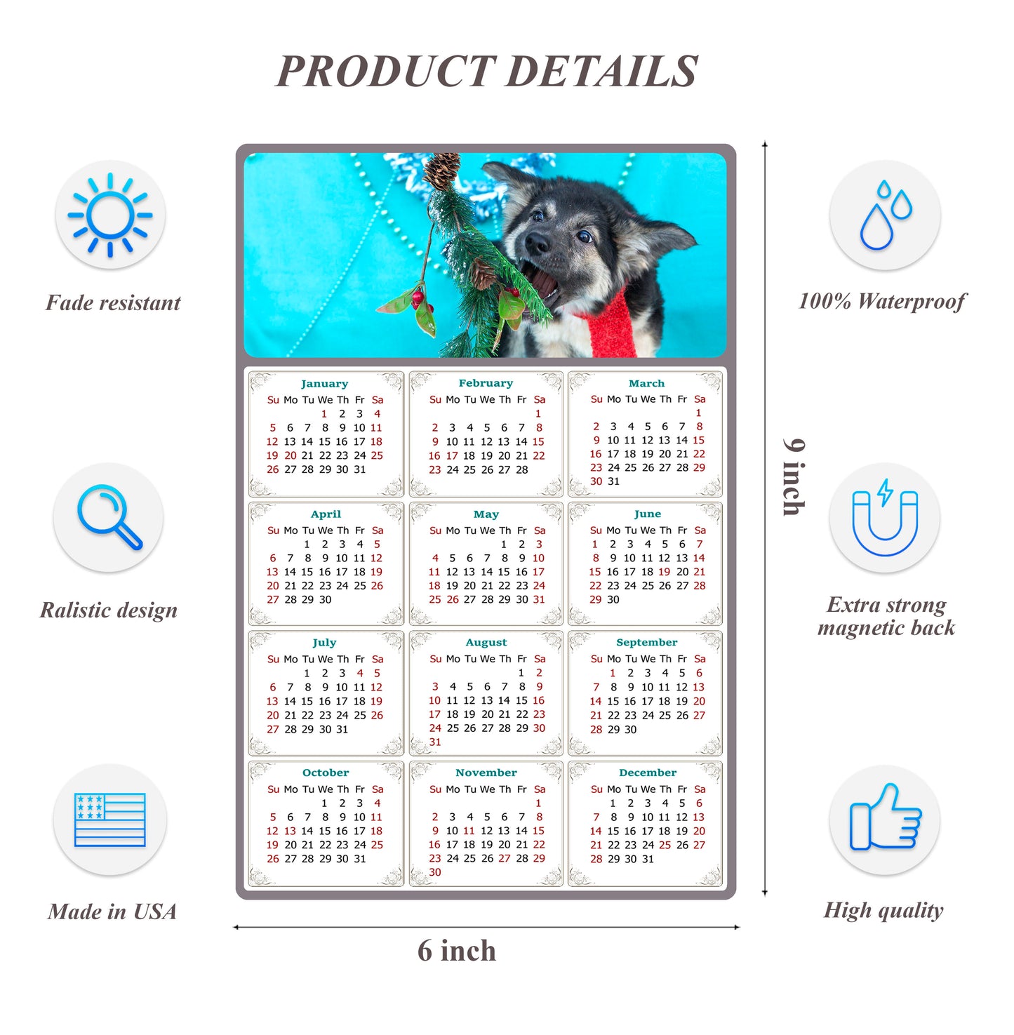 2026 Peel & Stick Calendar - Today is my Lucky Day Removable - Dogs 020 (9"x 6")