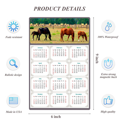 2026 Peel & Stick Calendar - Today is my Lucky Day Removable - Horses 010 (9"x 6")