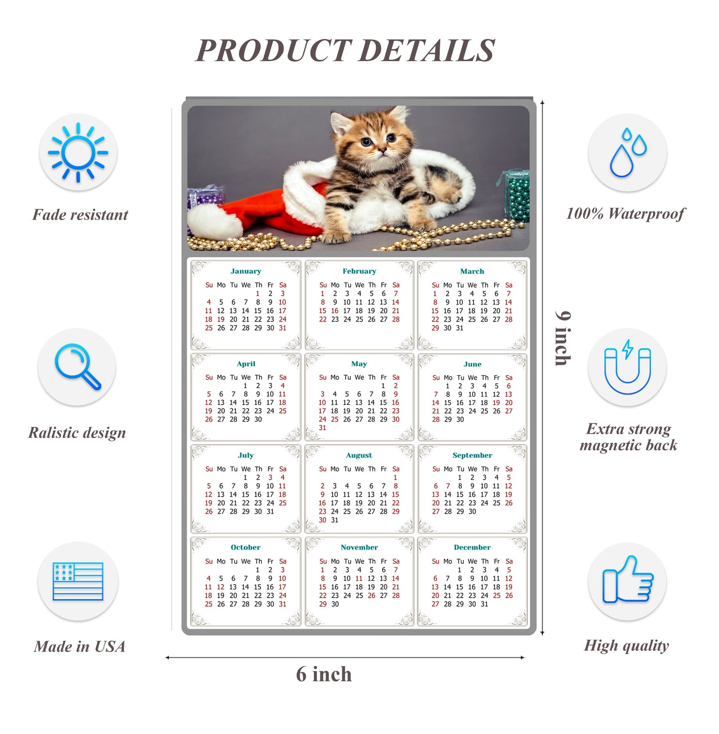 2026 Peel & Stick Calendar - Today is my Lucky Day Removable - Cat 023 (9"x 6")