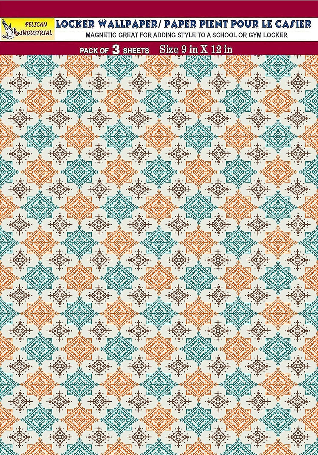 PELICAN INDUSTRIAL Magnetic Locker Wallpaper (Full Sheet Magnetic) - Trimmable, Easy Install, Remove & Reuse - Pack of 3 Sheets - Geometric vb022