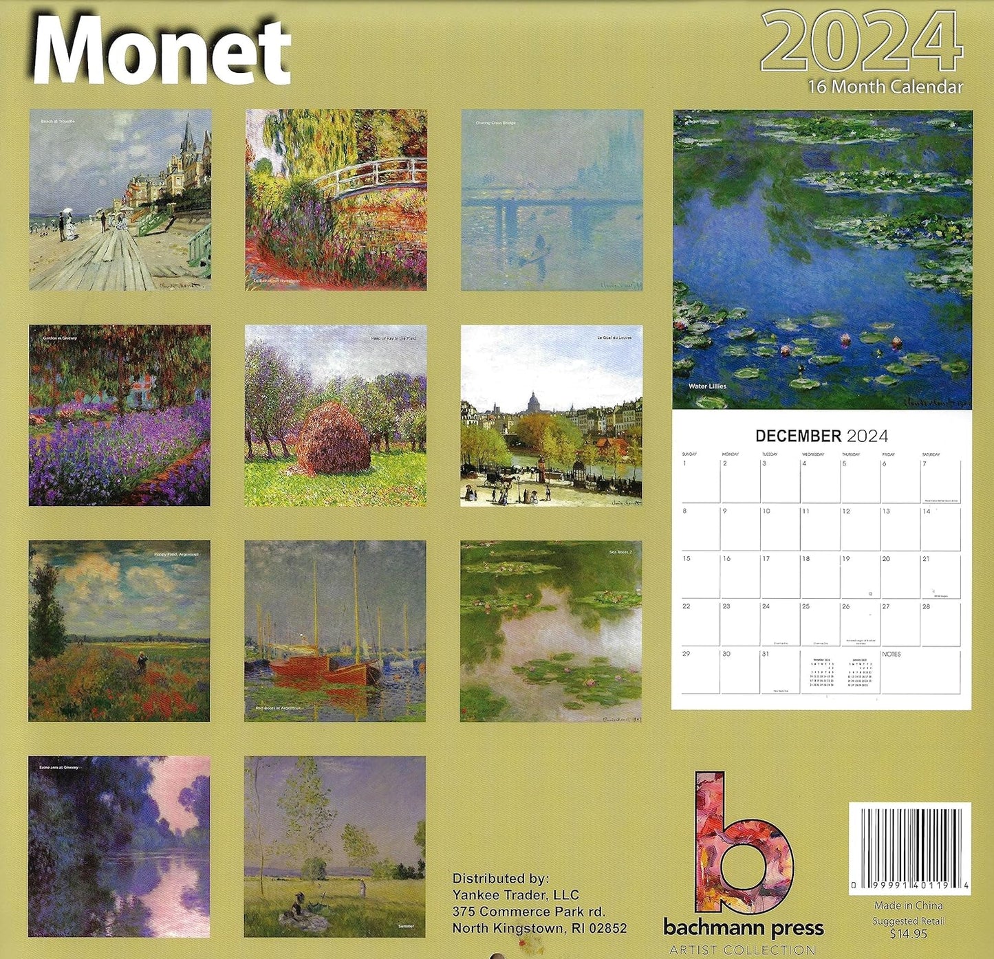 2024 Monet Full Size Wall Calendar for Planning, Scheduling, and Organizing