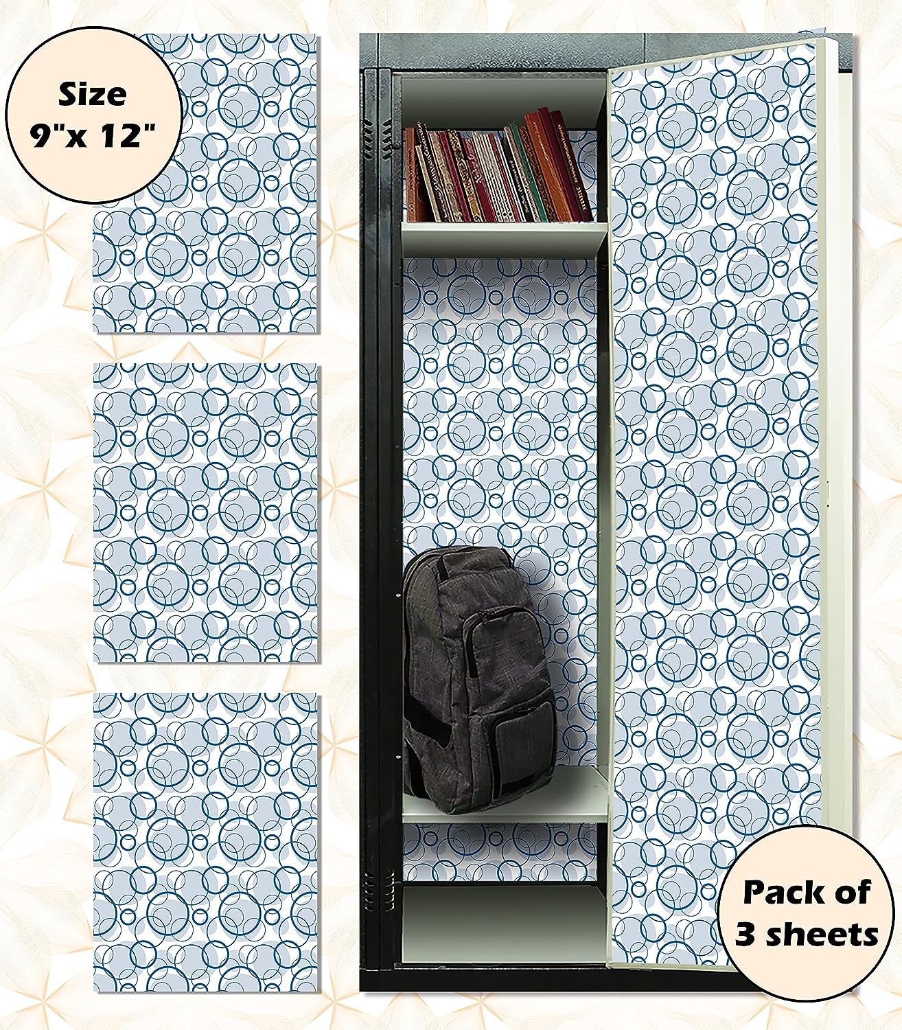 PELICAN INDUSTRIAL Magnetic Locker Wallpaper - Decorative Vinyl Removable (Full Sheet Magnetic) - Made in USA - Fade, Tear and Water Resistant - Pack of 3 Sheets - vr01