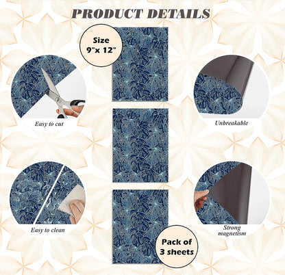 Magnetic Locker Wallpaper (Full sheet Magnetic) - Remove & Reuse Decorative Vinyl (Tropical leaves) - Pack of 3 Sheets (vb061)