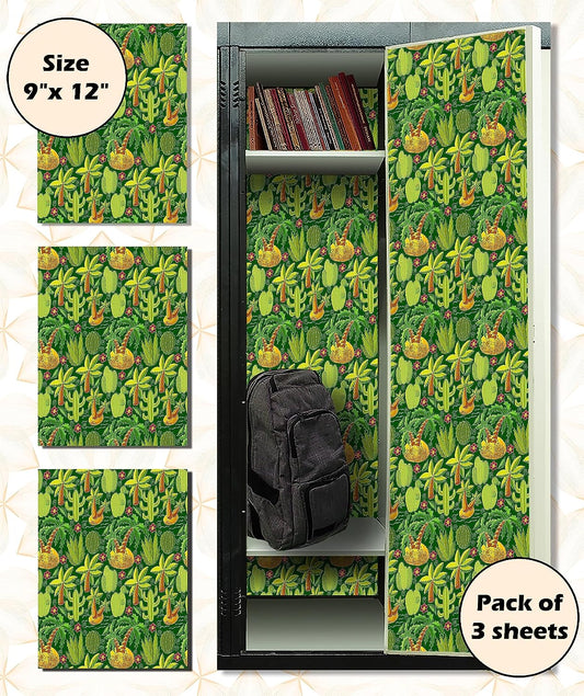 PELICAN INDUSTRIAL Magnetic Locker Wallpaper (Full Sheet Magnetic) - Remove & Reuse Decorative Vinyl - Made in USA - Fade, Tear and Water Resistant - (Tropical Leaves) - Pack of 3 Sheets (vb052)