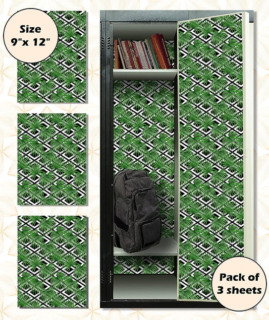 PELICAN INDUSTRIAL Magnetic Locker Wallpaper (Full Sheet Magnetic) - Remove & Reuse Decorative Vinyl - Made in USA - Fade, Tear and Water Resistant - (Tropical Leaves) - Pack of 3 Sheets (vb057c)