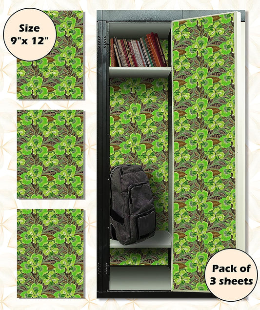 PELICAN INDUSTRIAL Magnetic Locker Wallpaper (Full Sheet Magnetic) - Remove & Reuse Decorative Vinyl - Made in USA - Fade, Tear and Water Resistant - (Tropical Leaves) - Pack of 3 Sheets (vb057b)