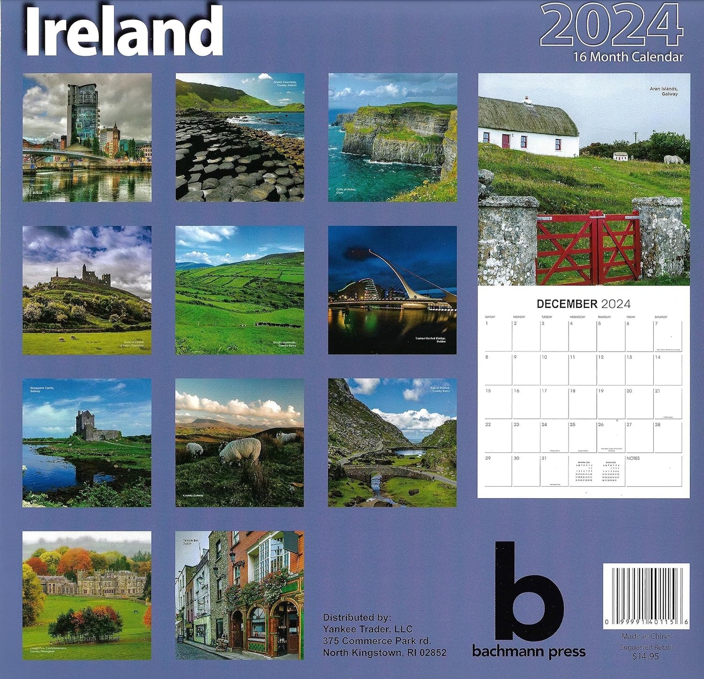2024 Ireland Full Size Wall Calendar for Planning, Scheduling, and Organizing