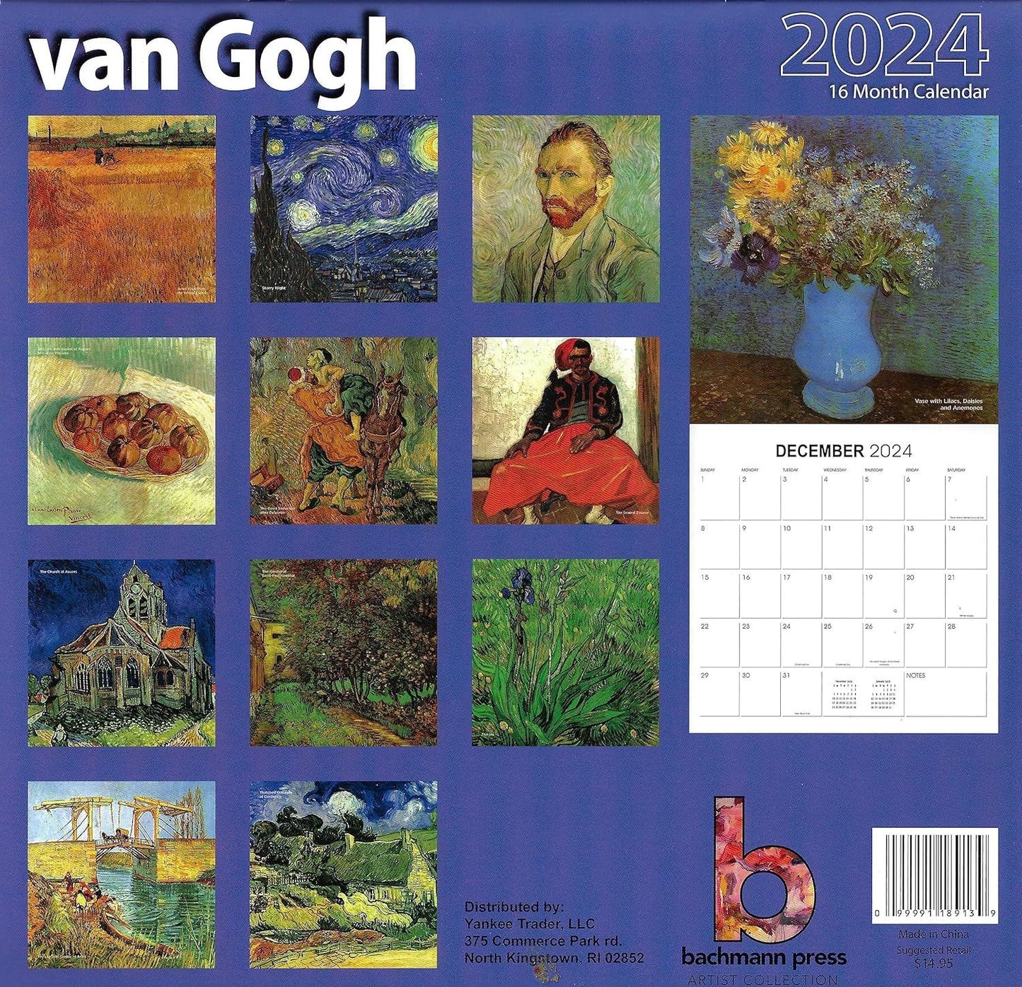2024 van Gogh Full Size Wall Calendar for Planning, Scheduling, and Organizing