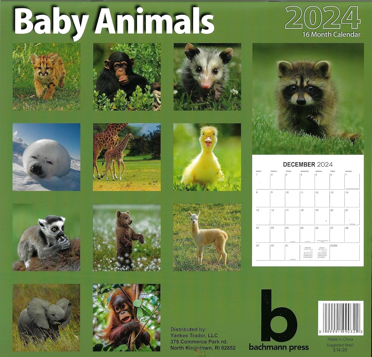 2024 Baby Animals Full Size Wall Calendar for Planning, Scheduling, and Organizing