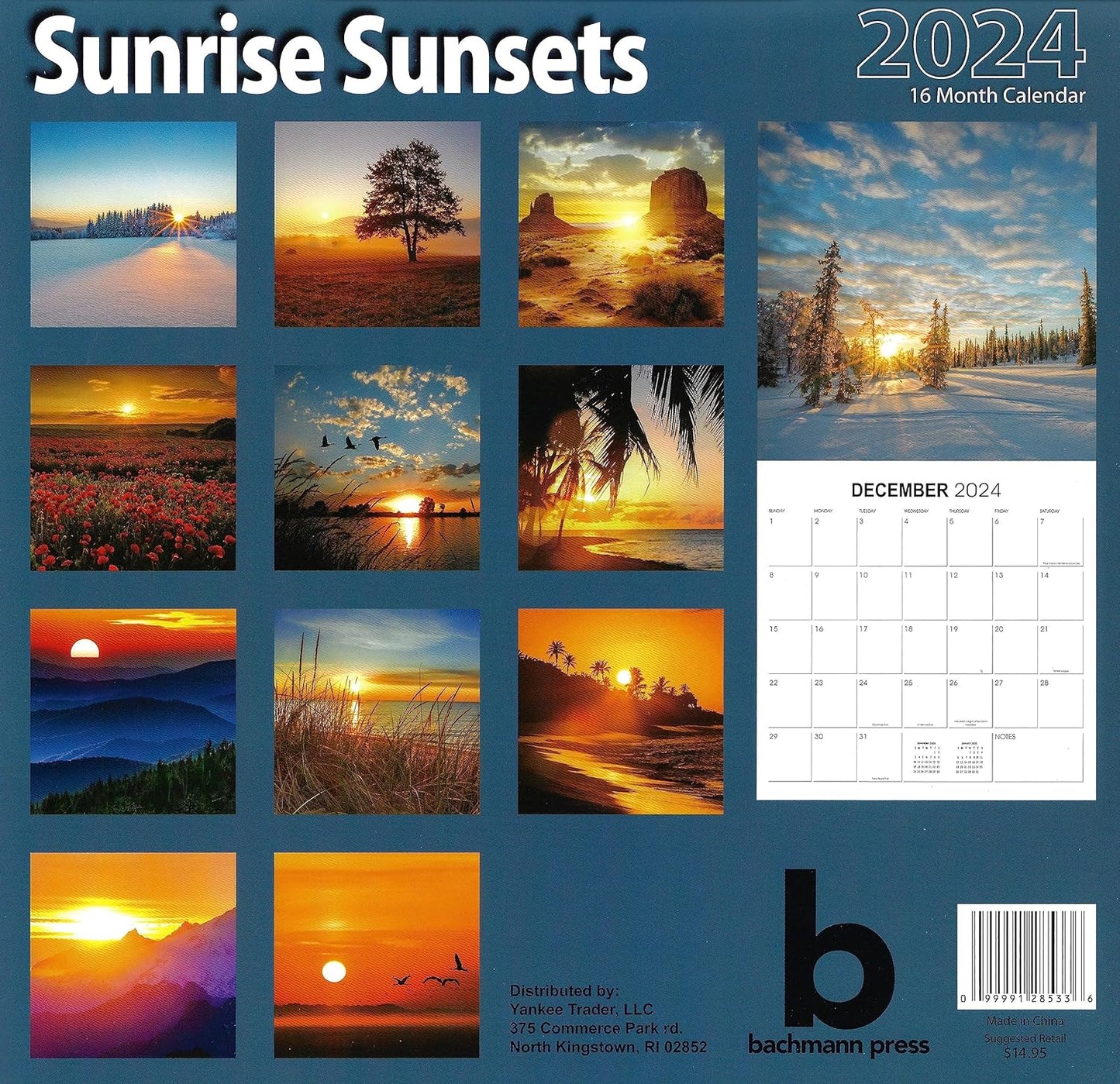2024 Sunrise and Sunsets Full Size Wall Calendar for Planning, Scheduling, and Organizing