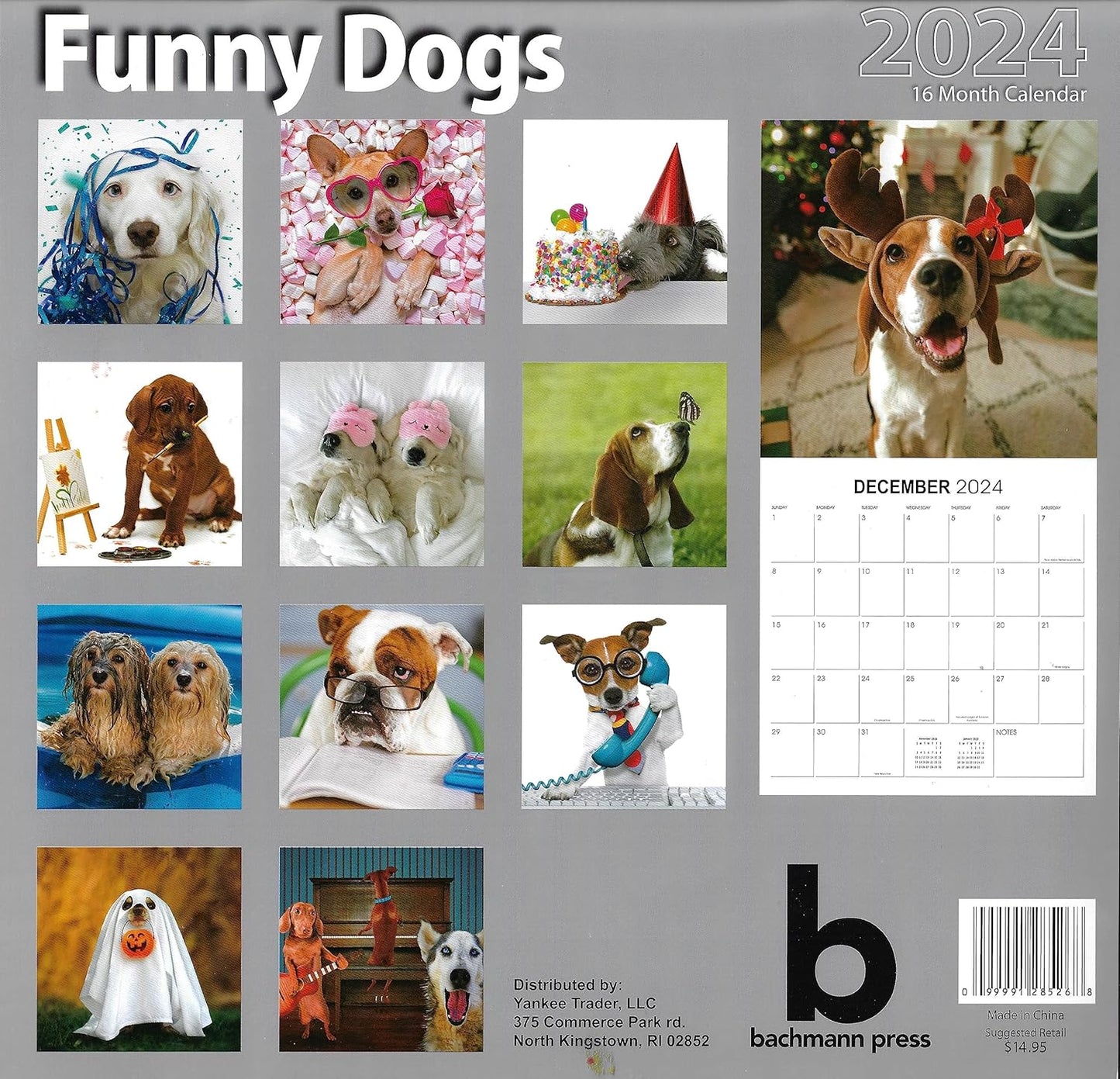 2024 Funny Dogs Full Size Wall Calendar for Planning, Scheduling, and Organizing