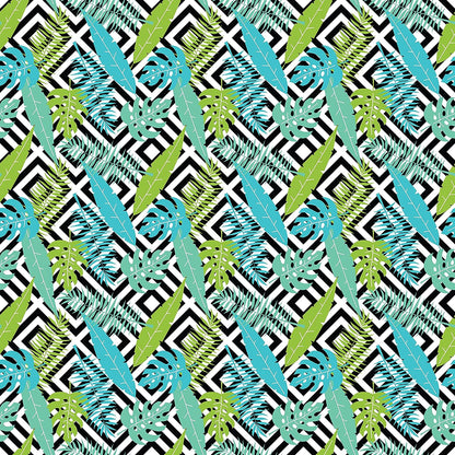Deluxe School Locker Magnetic Wallpaper (Full sheet Magnetic) - Full Cover Standard Half Lockers - Trimmable, Easy Install, Remove & Reuse - Pack of 12 Sheets - (Tropical Leaves & Geometric vr47)