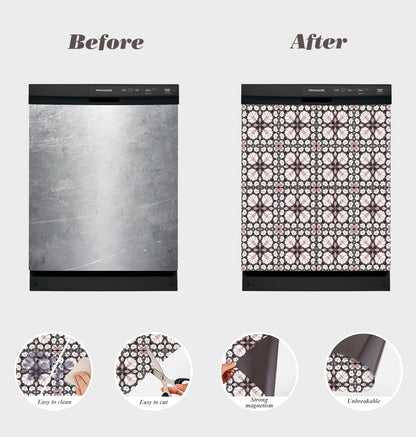 Dishwasher Magnet Cover - Reusable Magnetic Tiles Decal - Pack of 4 Tiles - V072