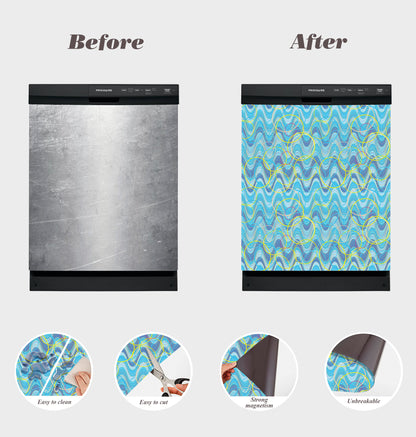 Dishwasher Magnet Cover - Reusable Magnetic Tiles Decal - Pack of 4 Tiles - V055
